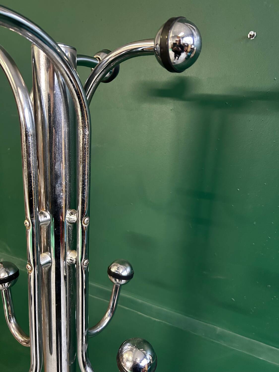 Vintage chrome metal coat rack