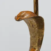 Hollywood Regency Brass Cobra Table Lamp with Brown Shade, France, 1970s