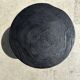 Black mango wood tripod side table with a semi-spherical top, height: 45 cm, diameter: 44 cm.