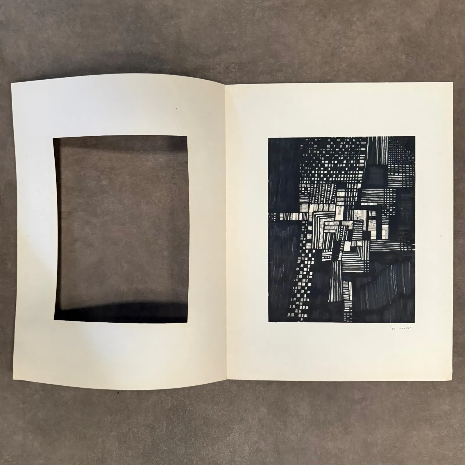 Modern composition drawing 1970 by François de Chabot