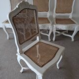 4 cannate chairs in patinated wood