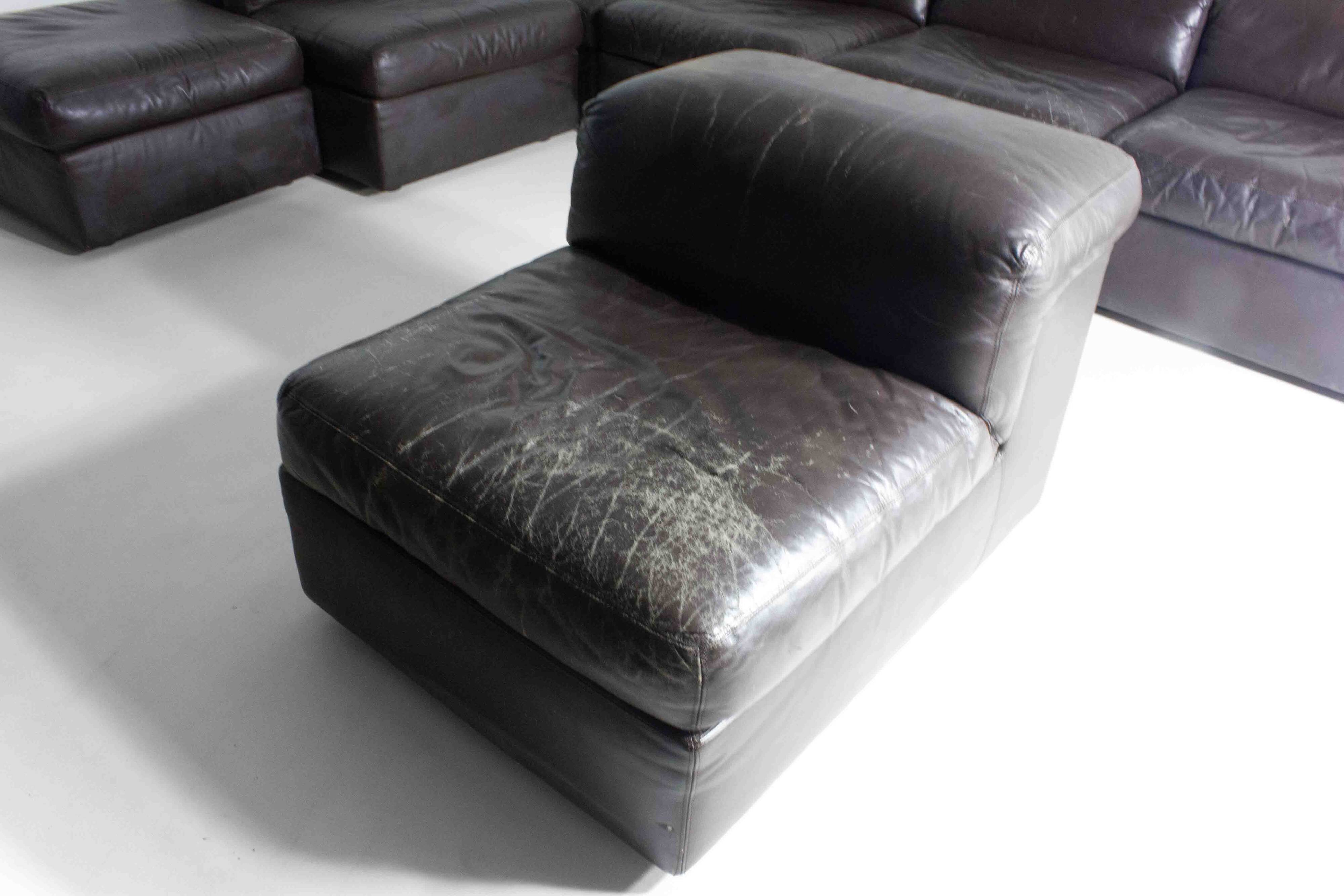 Ensemble de canapés modulaires Durlet modèle 'Jeep' en cuir, 1970