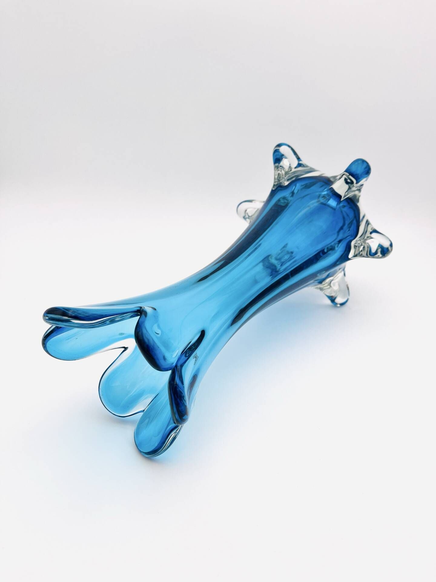 XXL Murano Vase Fratelli Toso Sommerso Blue 44cm 4.7kg Labelled 70s
