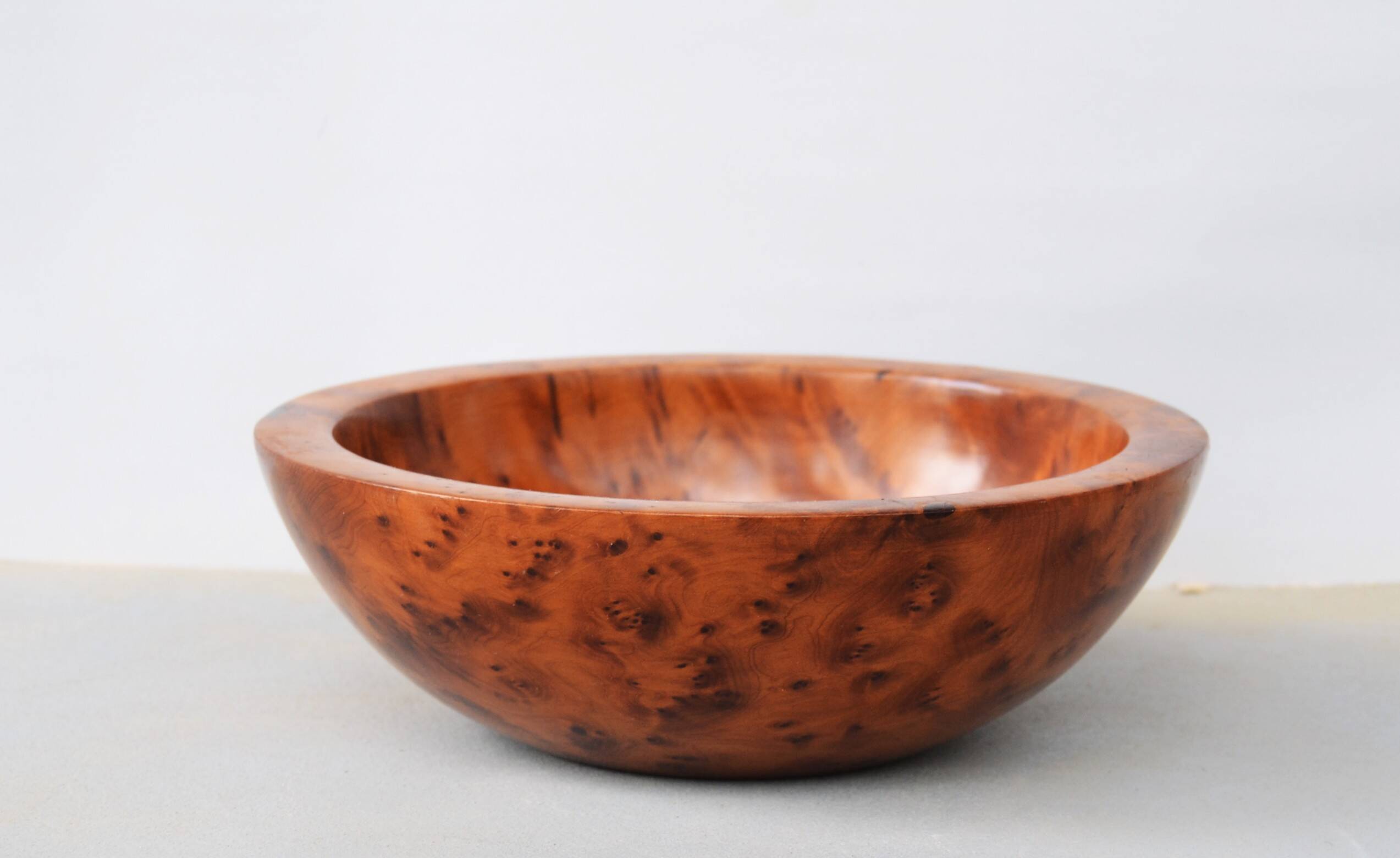 Mid Century Turned Oak Burl Bowl  Centerpiece Bowl
