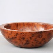 Mid Century Turned Oak Burl Bowl  Centerpiece Bowl
