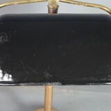 Old desk lamp called banker enamelled iron, brass and cast iron SB