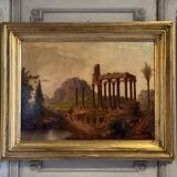 View of the Parthenon, Imaginary Landscape, Oil on canvas, Signed and dated 1881