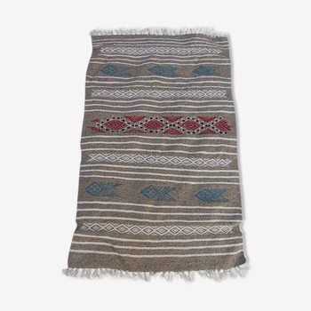 Tapis gris berbère fait main traditionnel en pure laine  110×70cm