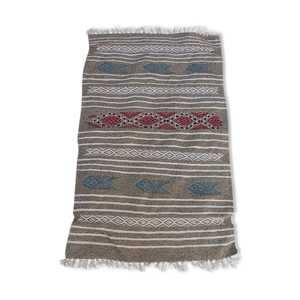 tapis gris berbère fait main traditionnel en pure laine  110×70cm