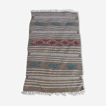 Traditional handmade Berber grey carpet in pure wool 110×70cm