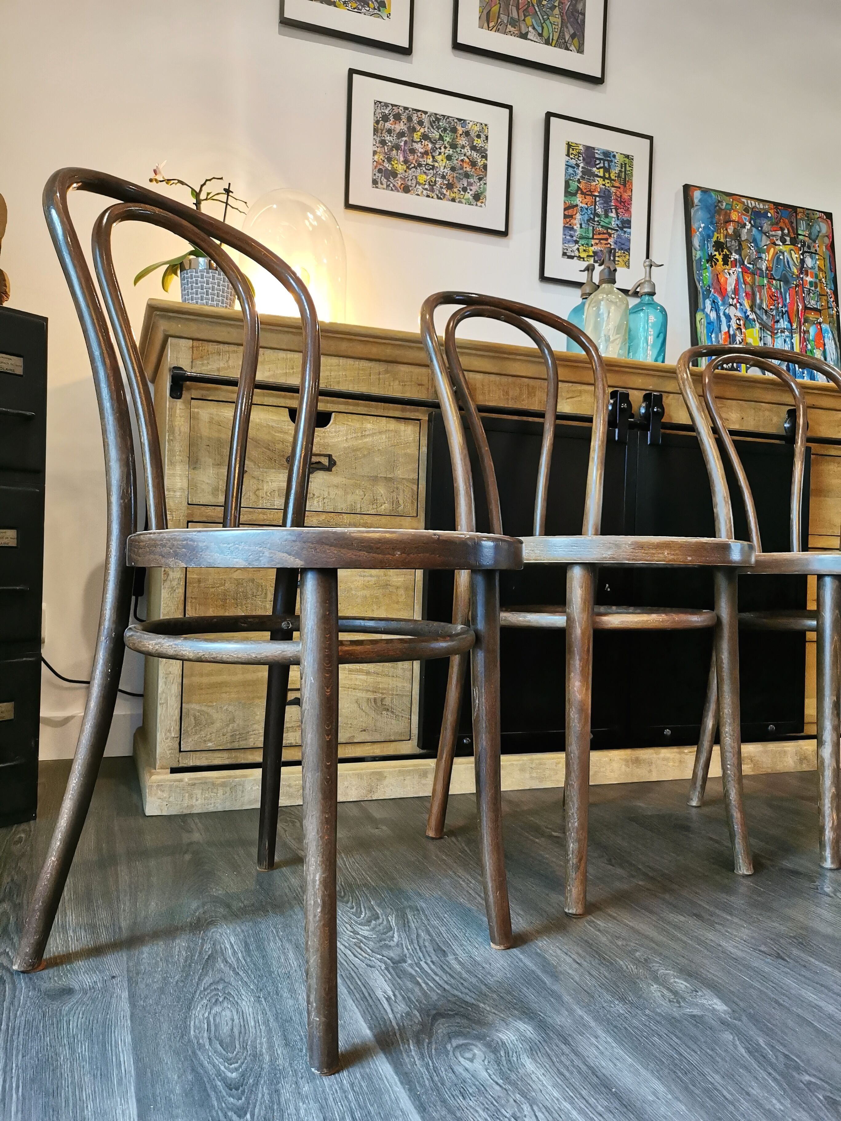 Series of 4 ZPM Radomsko bistro chairs for Thonet