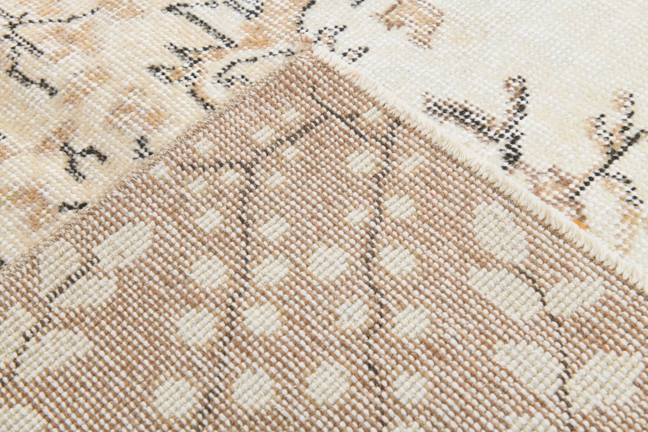 6x10 Cream & Brown Oriental Floral Pattern Vintage Rug, 193x298Cm