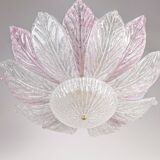 Large Murano Ceiling Lamp in Pink and White Glass, Italy, 1970s