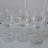 Set of 7 wine glasses engraved 50s