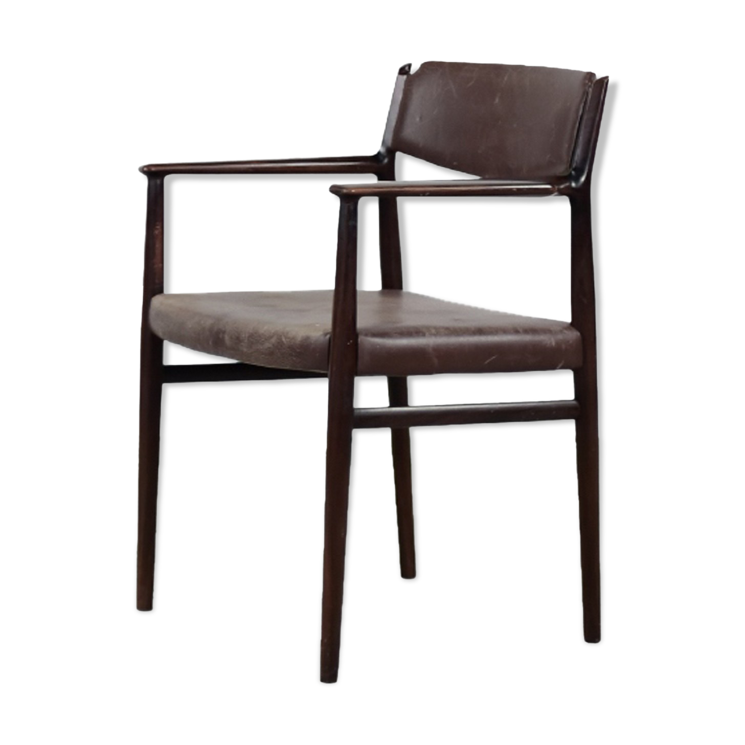 Brown leather executive chair by Arne Vodder, 1960