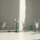 6 Alsace wine glasses, translucent emerald green foot, J.G Durand & Cie, Luminarc