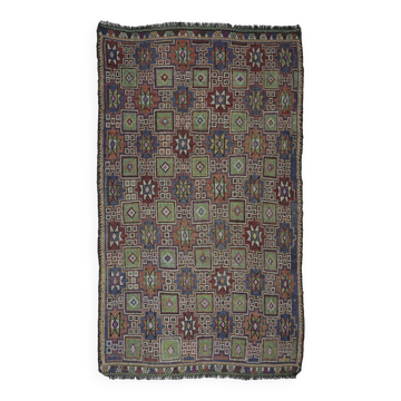 Turkish Kilim Yuruk Vintage 173x284 cm Geometric Green and Blue