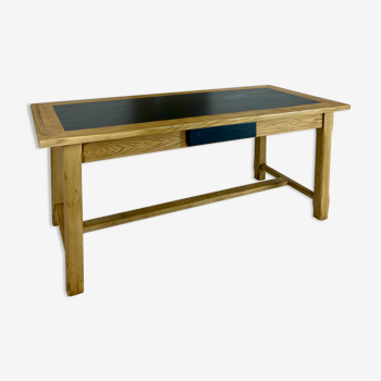 Table de ferme en chêne plateau black