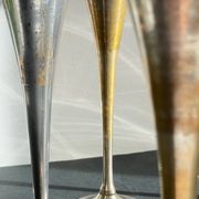 6 Flutes Champagne Laiton Argenté Vintage