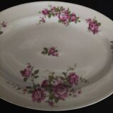 Oval porcelain serving dish decorated with roses MF Limoges