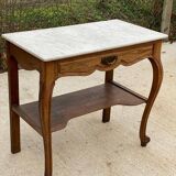 Louis XV dressing table in solid oak and white marble
