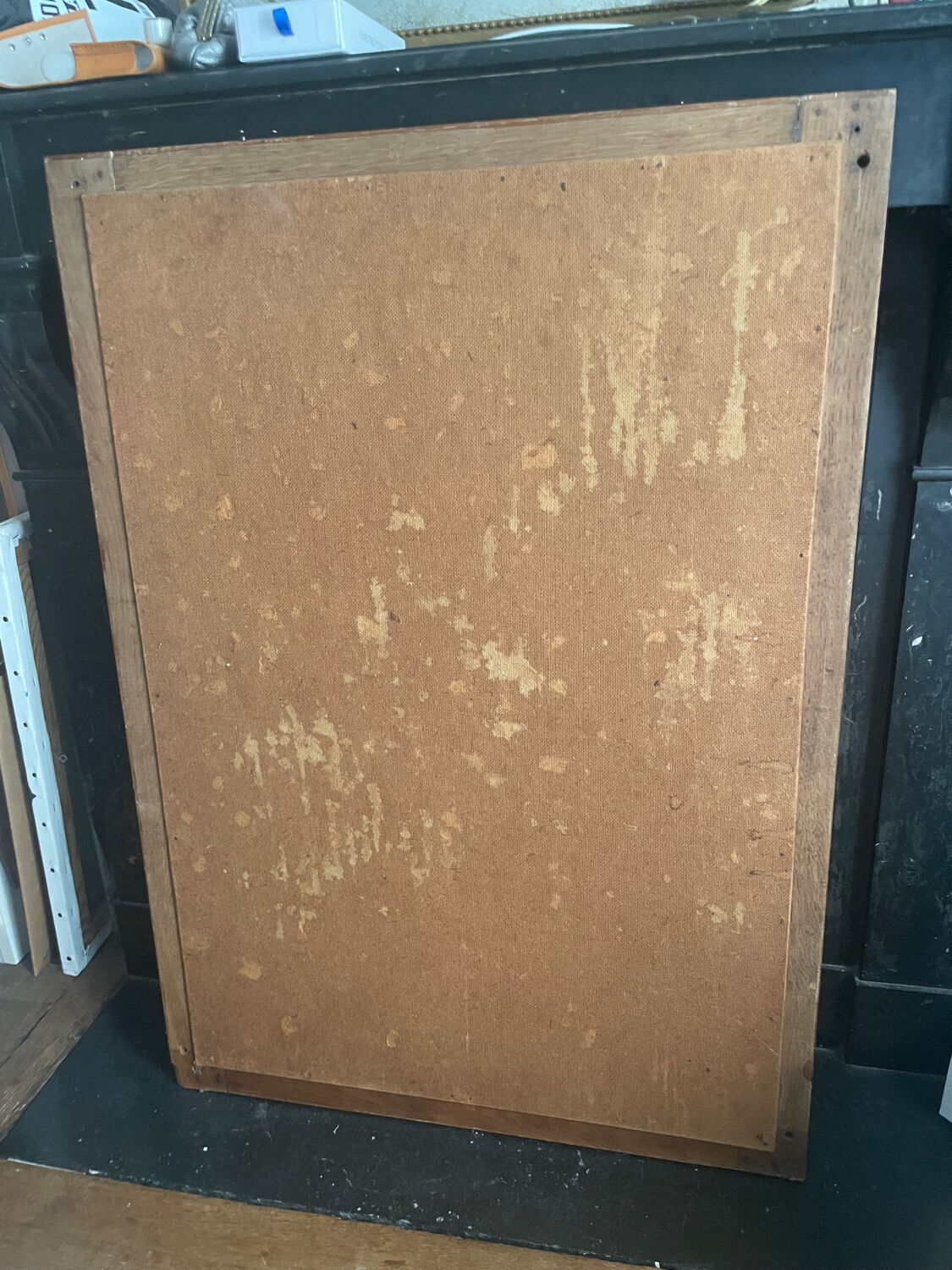 Mercury mirror. Frame in solid oak wood.