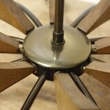 Sputnik chandelier 8 lights copper, teak & brass, Italy 1960s