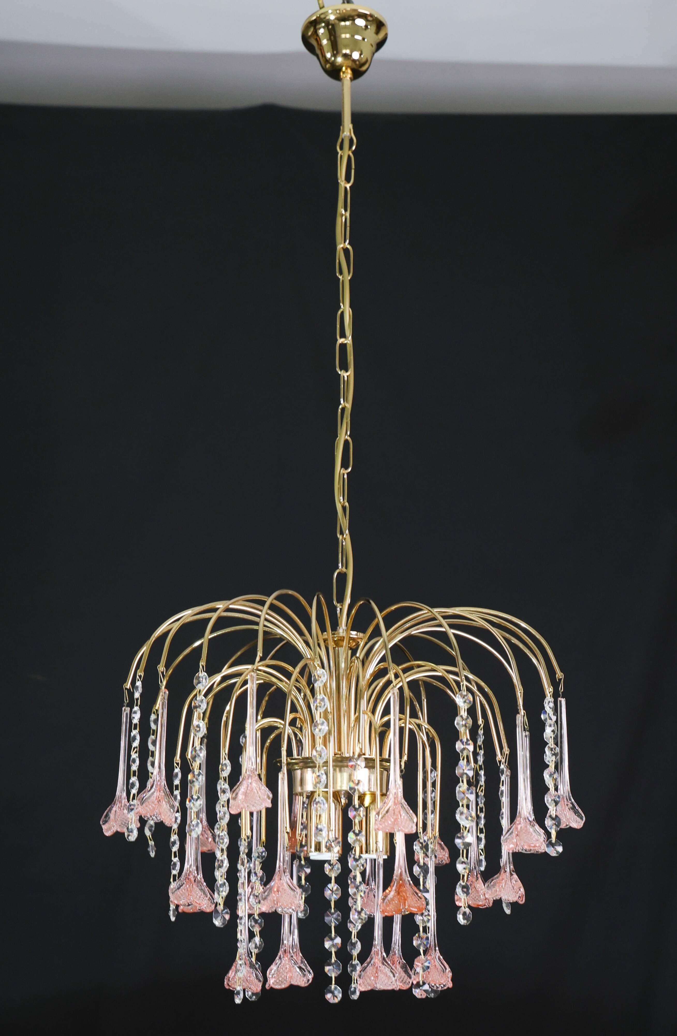 Meryl Streep, Pink Murano Flowers and Crystal Drops Chandelier, 1980s