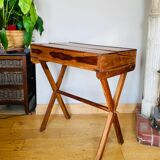Desk, writing desk in solid rosewood and studded leather, 20th century.