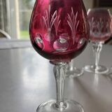 Crystal Colour Verres X8 1970s Vintage Service Engraved 16 cm
