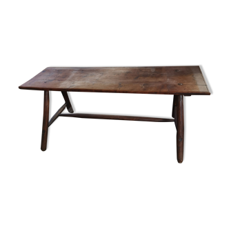 Table à manger en bois massif avec entretoise