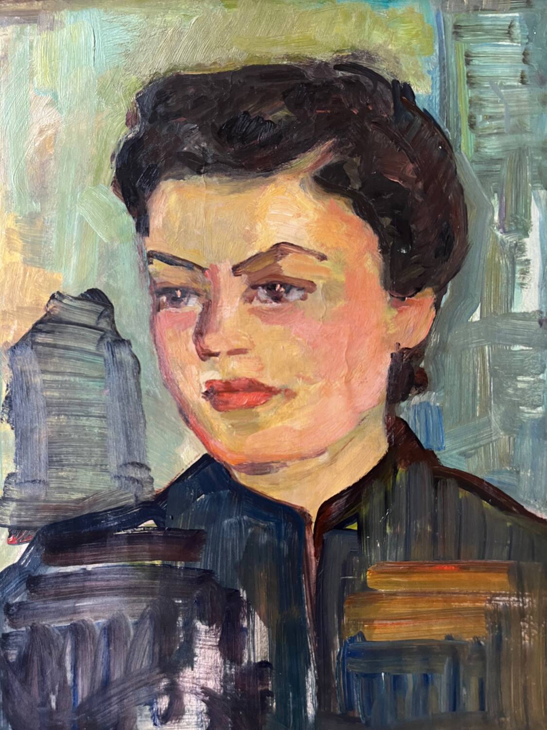 Young worker, oil on paper, mounted on cardboard