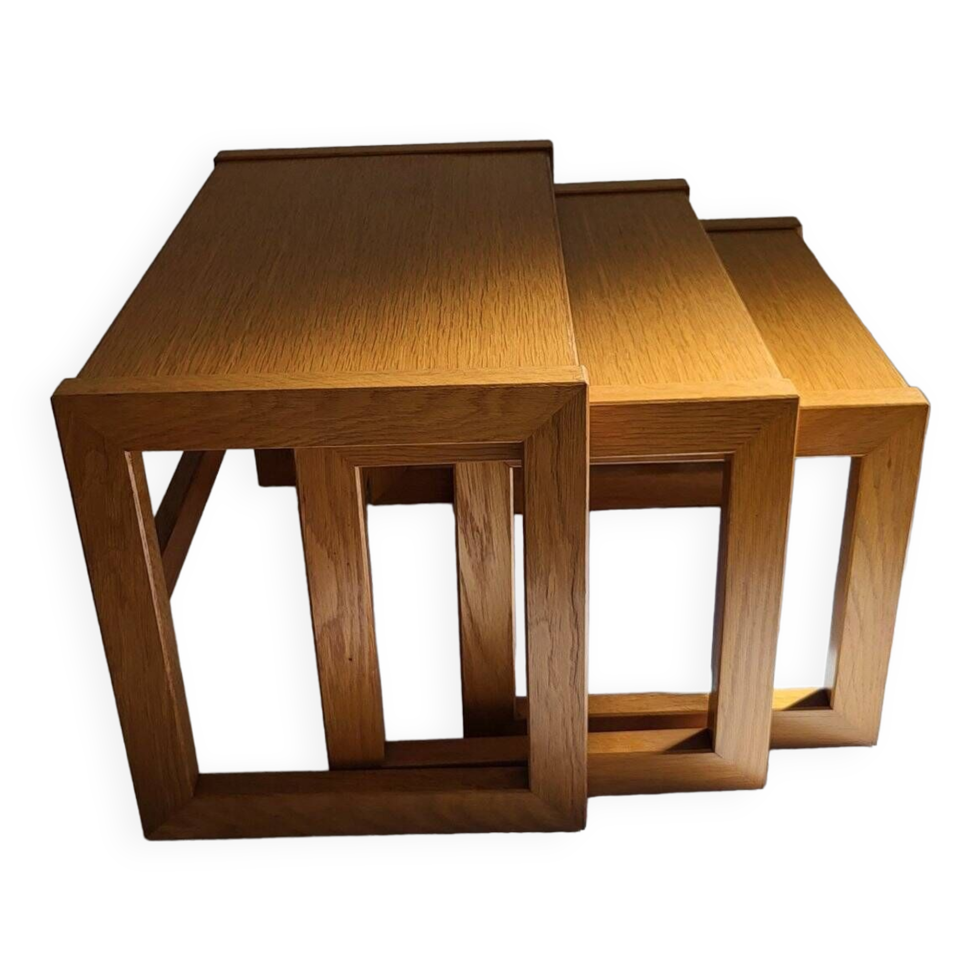 Modernist solid oak nesting table 1970