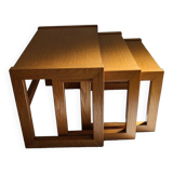 Modernist solid oak nesting table 1970