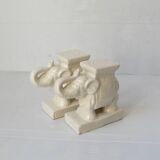 Serre-livres éléphants en céramique