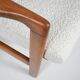 Fauteuil bouclé original, vintage, restauré, blanc, teck