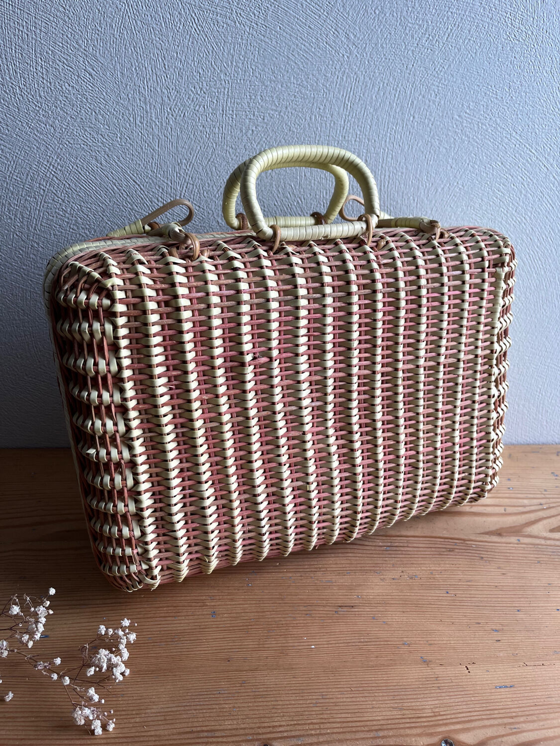 Vintage wicker suitcase