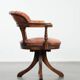 Classic and timeless cow leather and wooden Chesterfield office chair