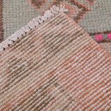 3x10 Salmon & Brown Ikat Pattern Vintage Runner Rug, 82x312Cm