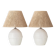 Pair of white ceramic table lamps with faux wicker texture, Spanish coastal design, 1970s
