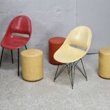 Set of 2 chairs and 3 “space age” poufs. Circa 1970