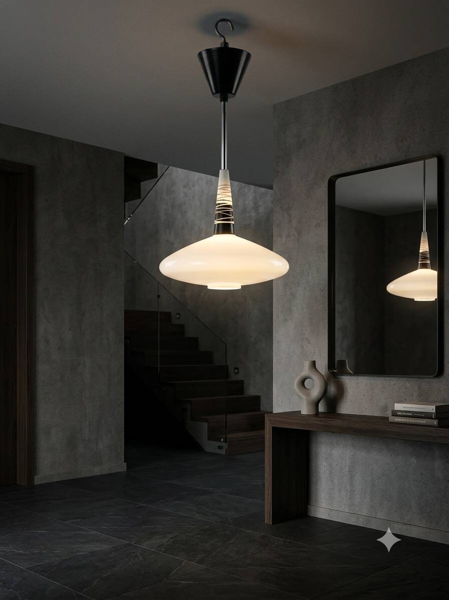 Scandinavian pendant light in opaline from the 1960s.