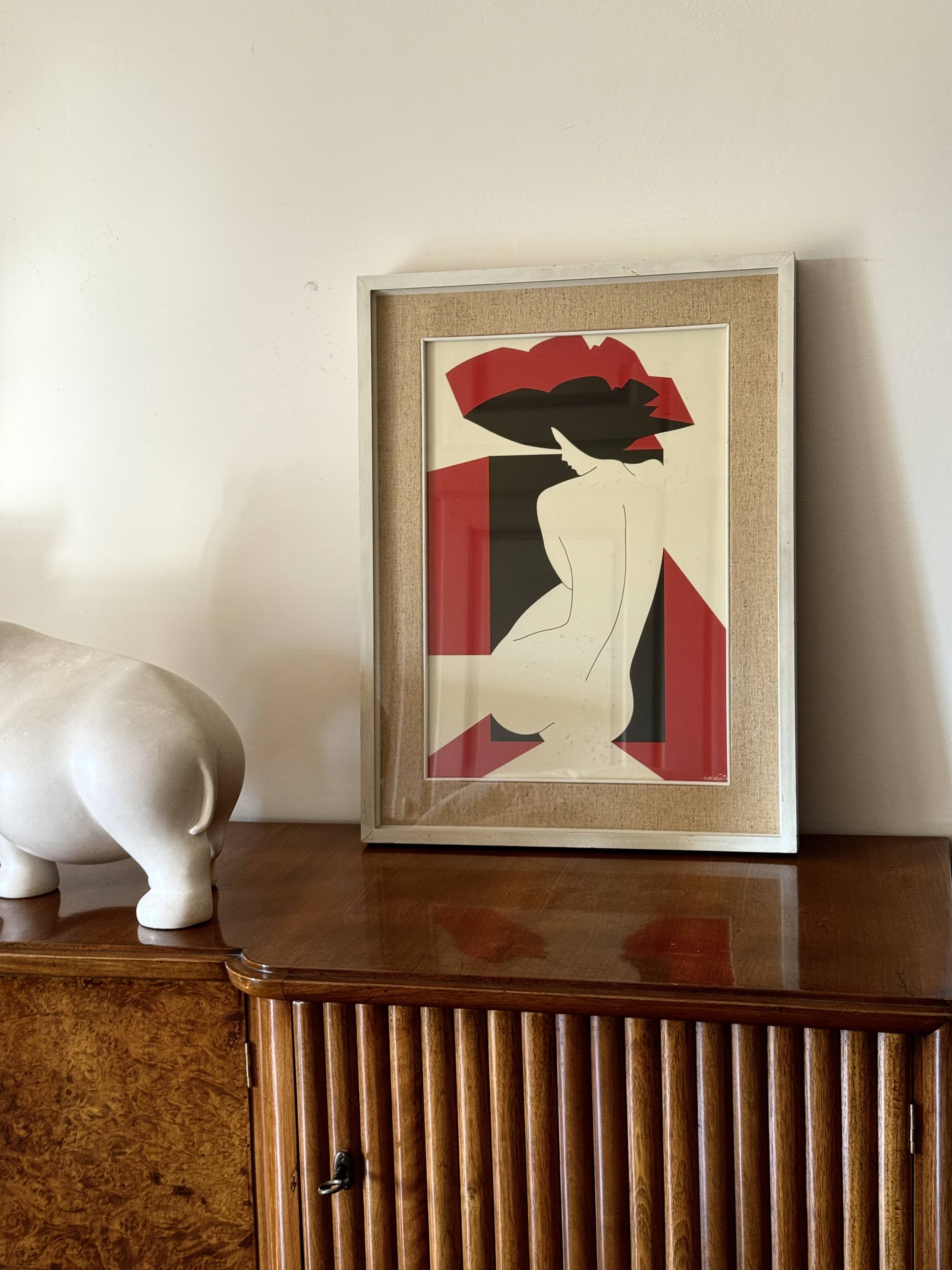 Amleto Dalla Costa, original serigraph framed, Milan Italy 1980s