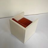 Tan Leather Cube Chair inspired by Lella & Massimo Vignelli