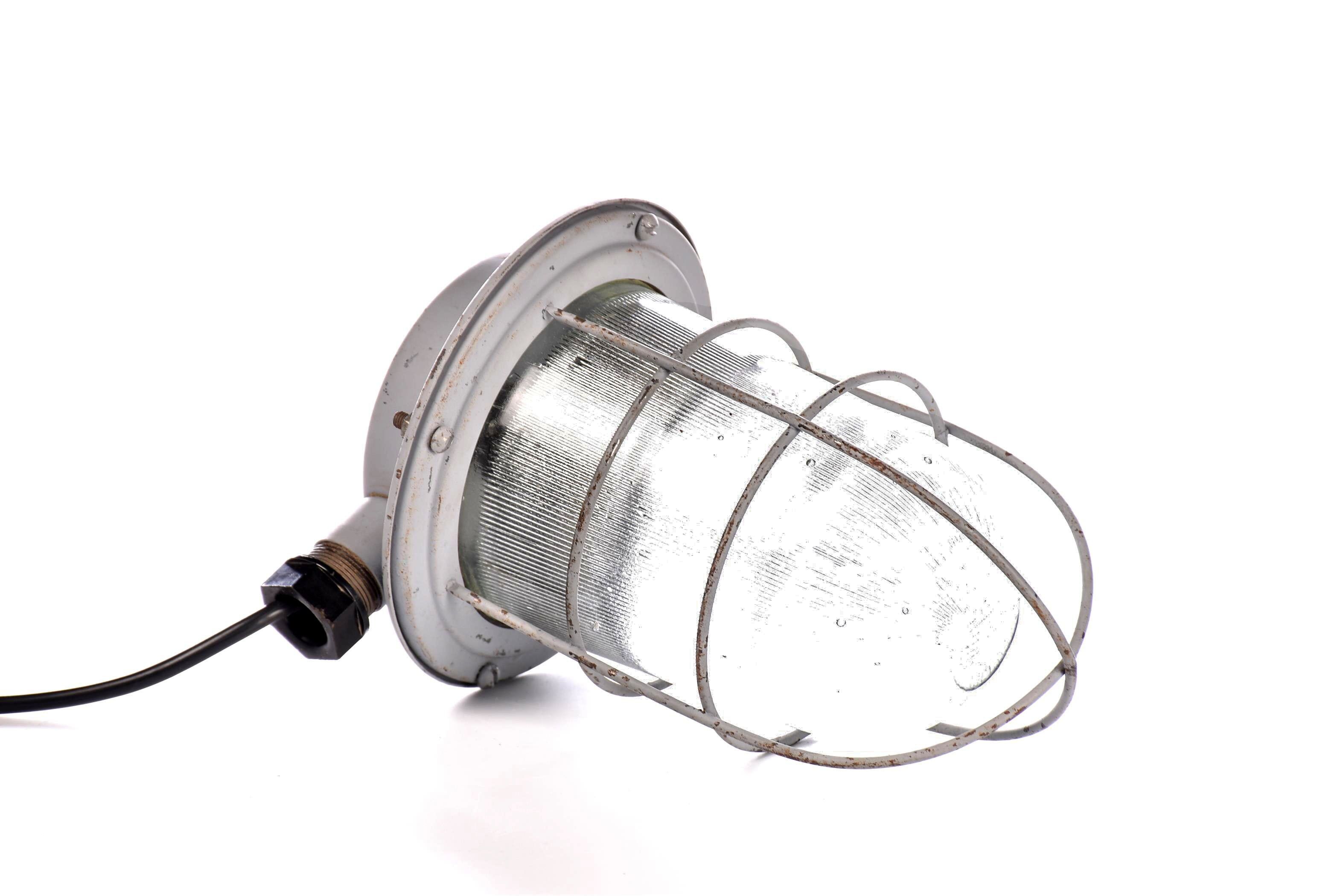 Lampe cage industrielle vintage