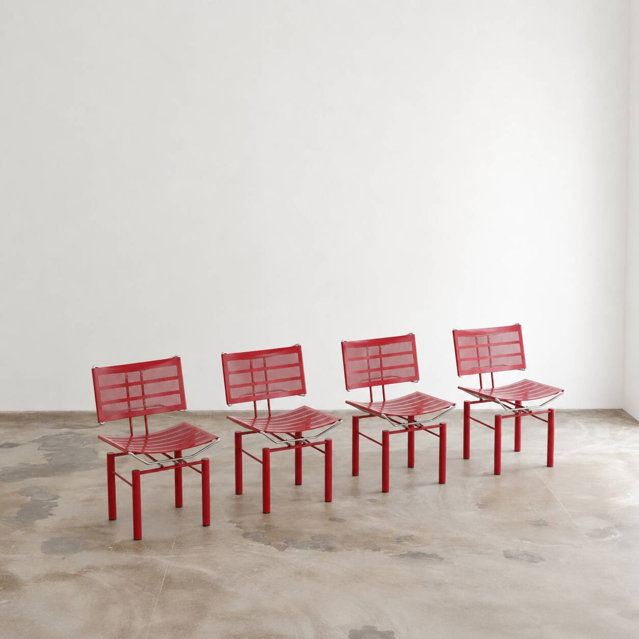 Set of 4 postmodern '8600' chairs in red by Hans Ulrich Bitsch for Kusch & Co.