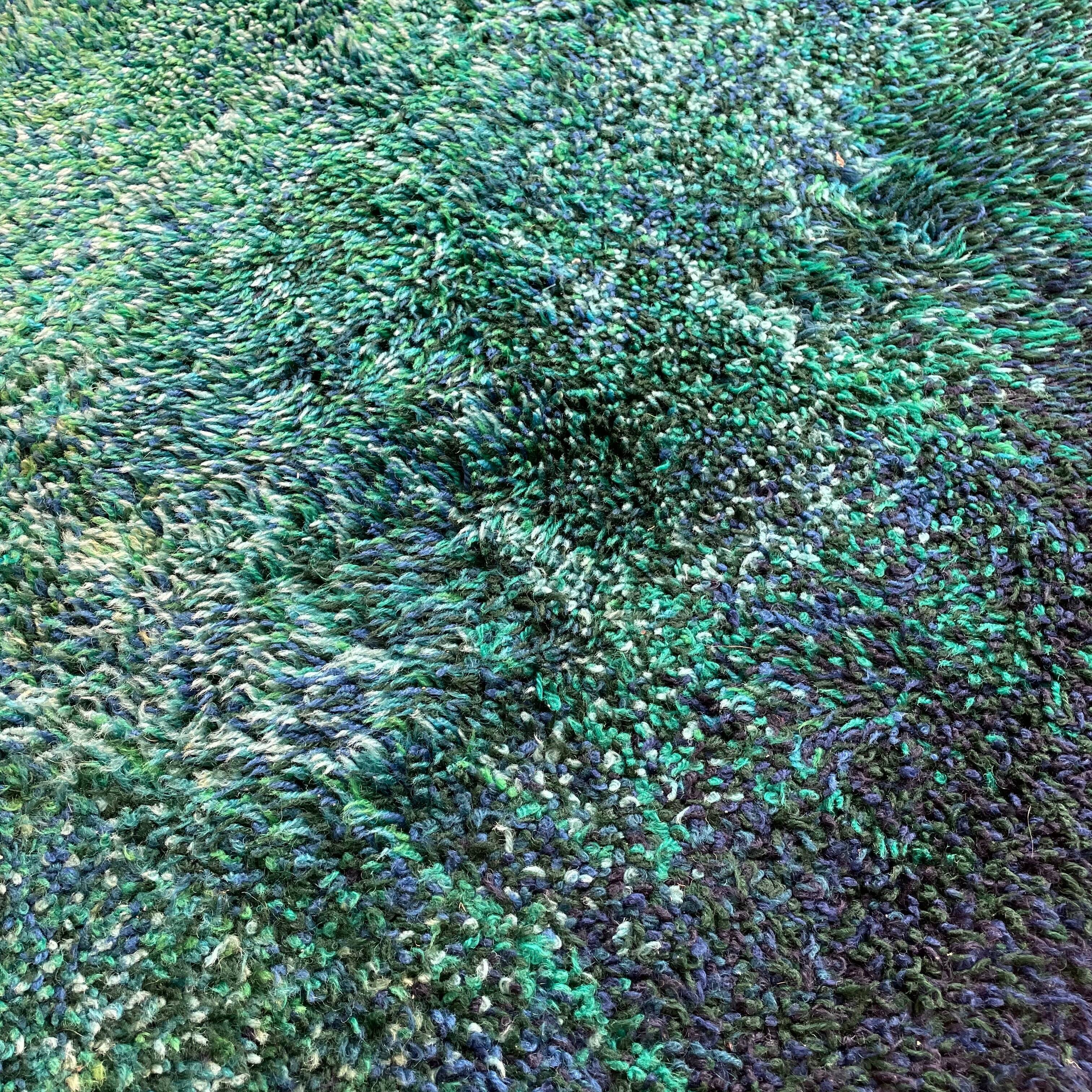Large "space design" multi-color high pile rya rug by desso netherlands, 1970