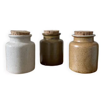 Lot of 3 old stoneware mustard pots (lot 1)