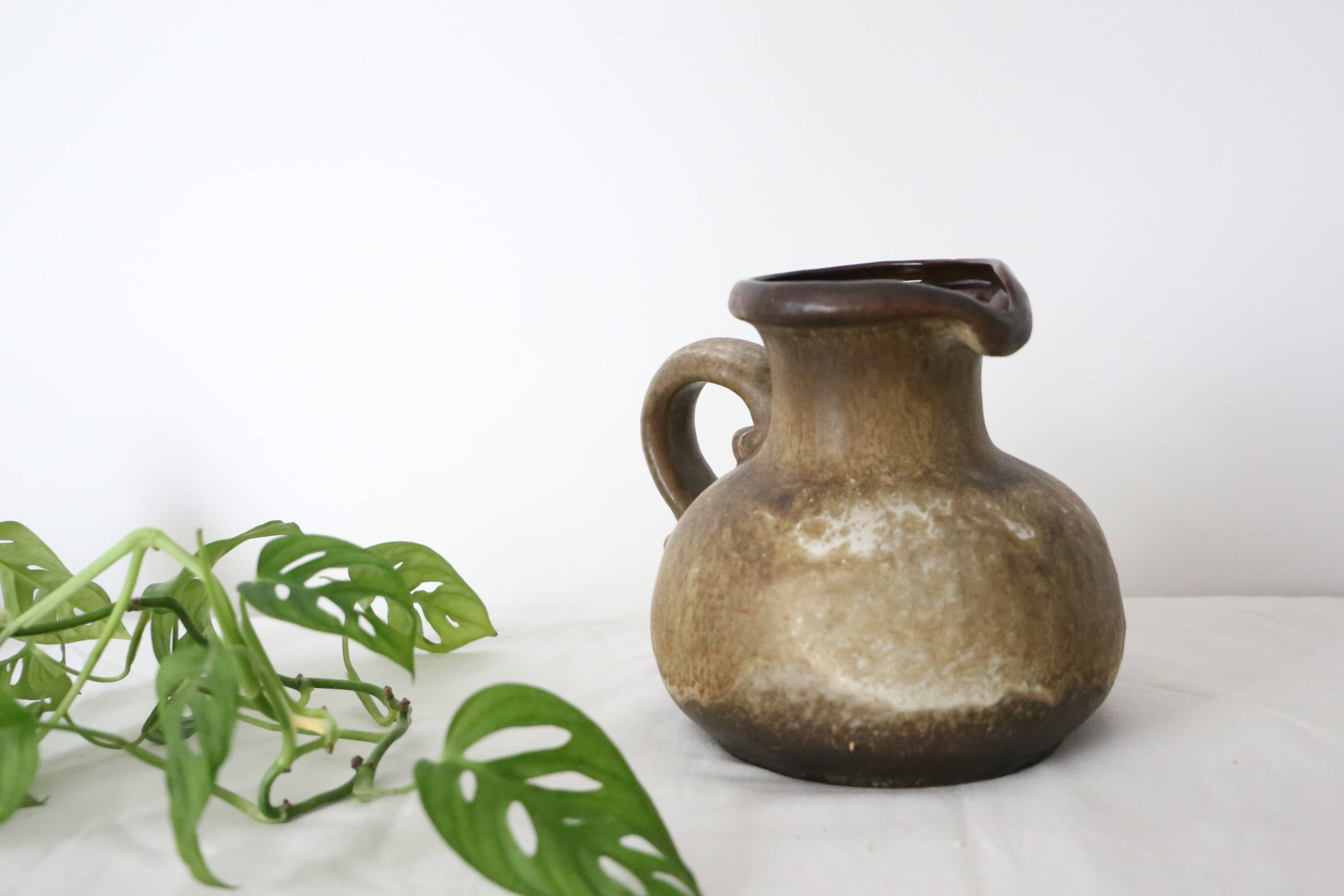 Earthen jug, German pottery, West Germany, vintage