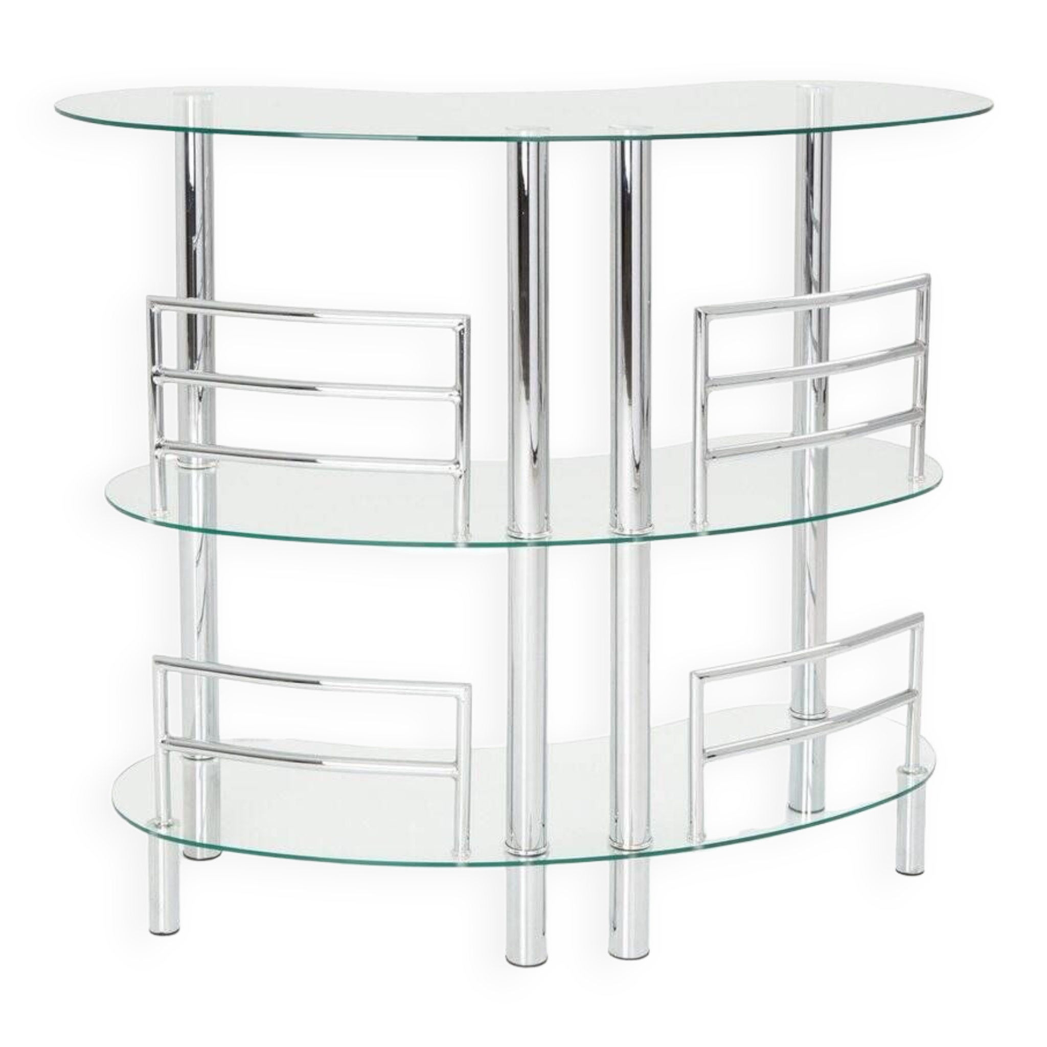 Bar in tempered glass and chrome L.120 x l.45 x H.107
